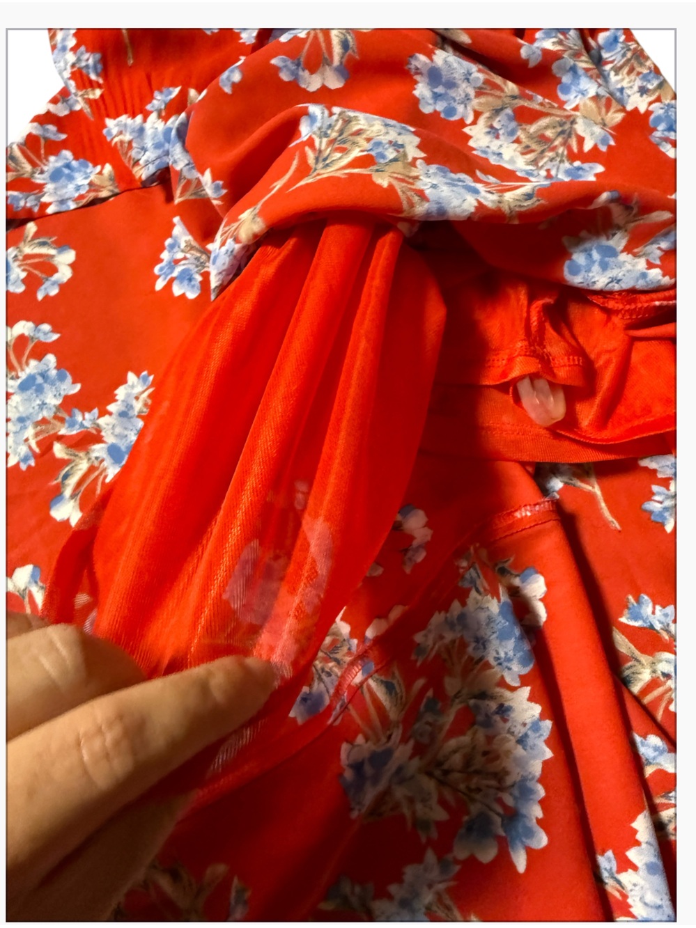 Lush Red Floral Maxi dress  with Blue Accent Flowers size XS in excellent condit - Picture 12 of 16